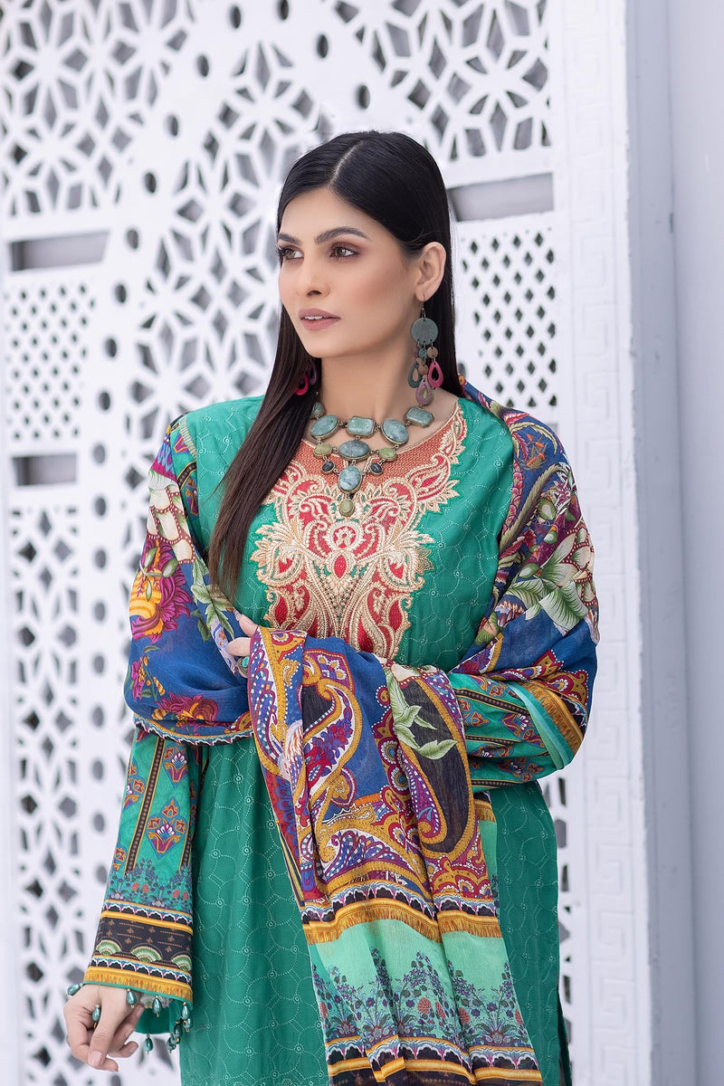 Misty Aqua - Embroidered Chikankari & Printed Lawn