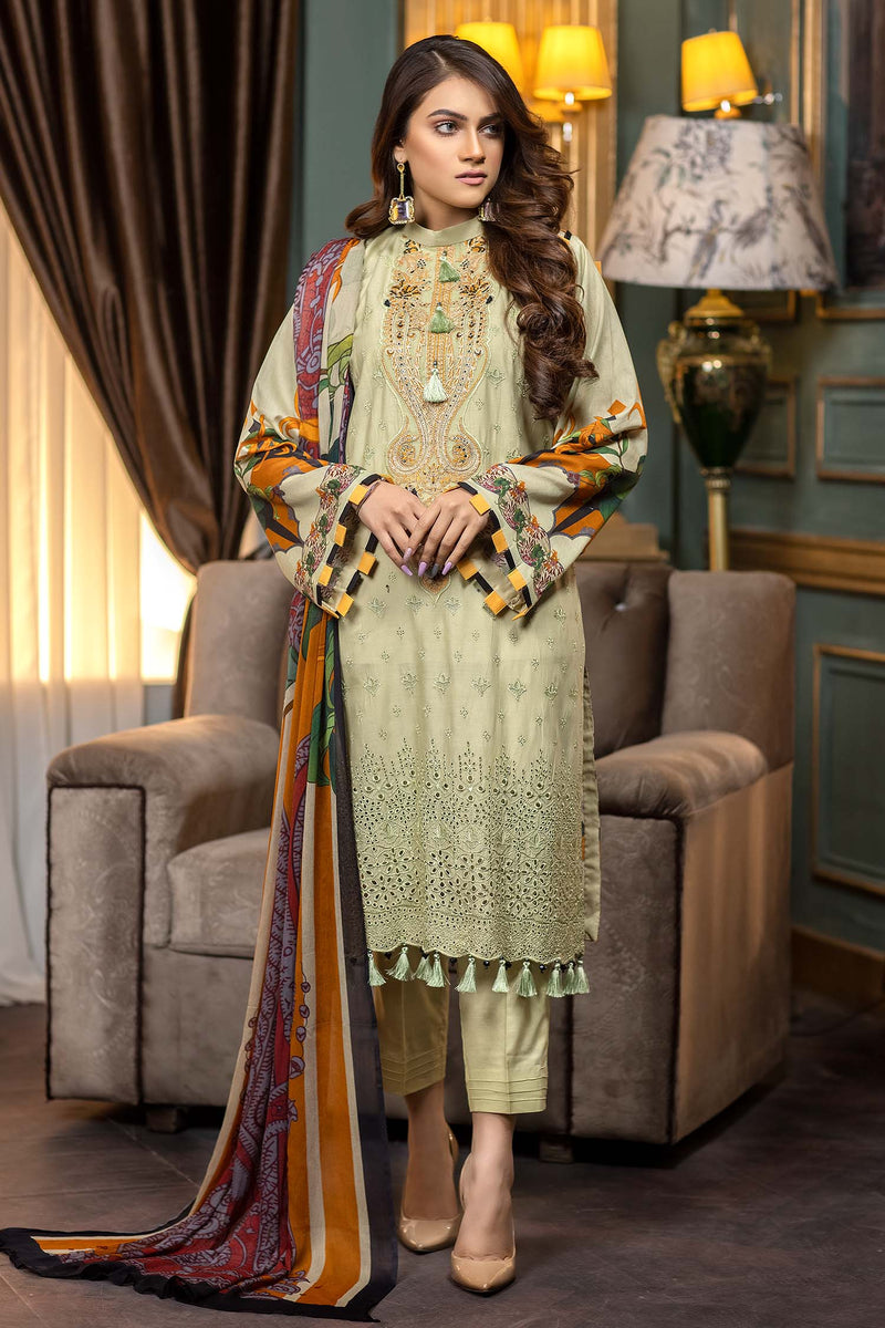 Green Mist - Stitched Printed & Embroidered Lawn