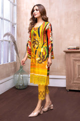 Spot Yellow - Digital Embroidered Lawn Stitch Kurti