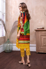 Spot Yellow - Digital Embroidered Lawn Stitch Kurti