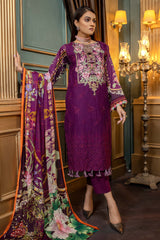 Deep Violet - Embroidered & Printed Lawn