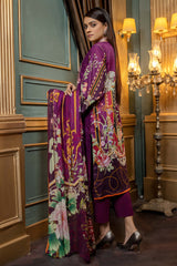 Deep Violet - Embroidered & Printed Lawn