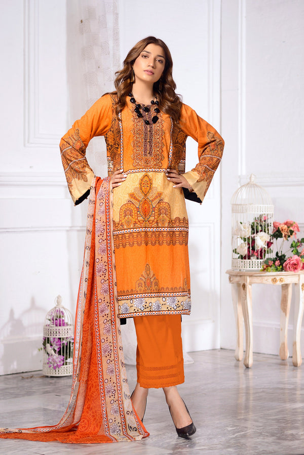 Zinnia- DIGITAL PRINTED & EMBROIDERED LAWN 3PC