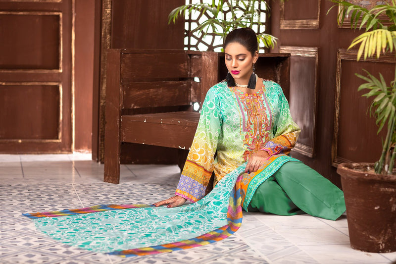 Melf - Digital Printed & Embroidered Lawn Unstitch