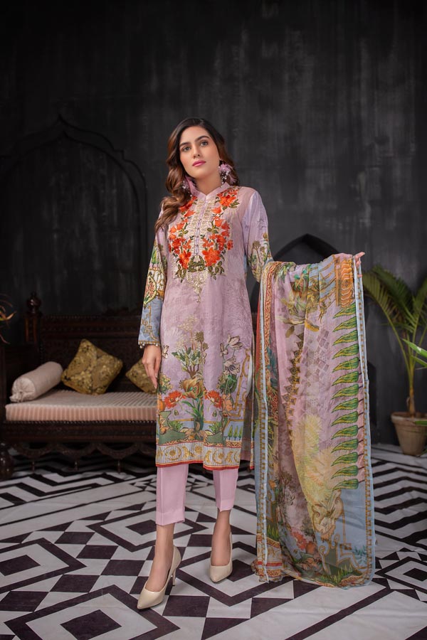 MAUVE – DIGITAL EMBROIDERED LAWN (UNSTITCH)