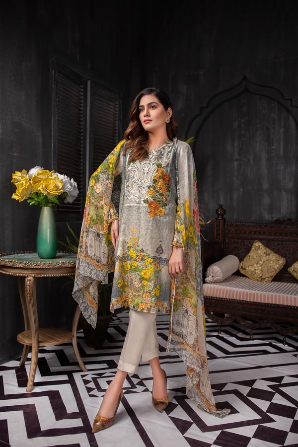 ASH – DIGITAL EMBROIDERED LAWN (UNSTITCH)