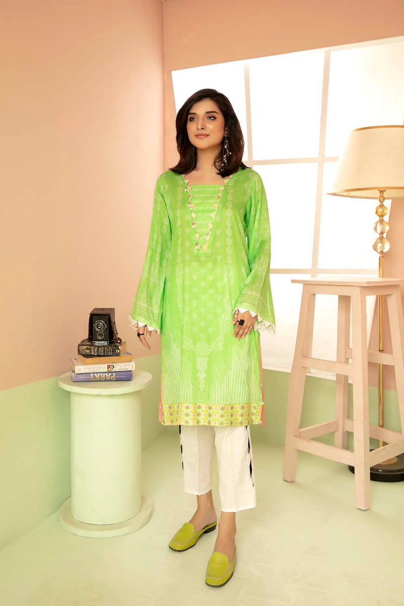 Neon Green - Printed Stitch Kurti