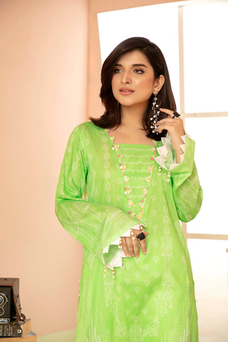 Neon Green - Printed Stitch Kurti